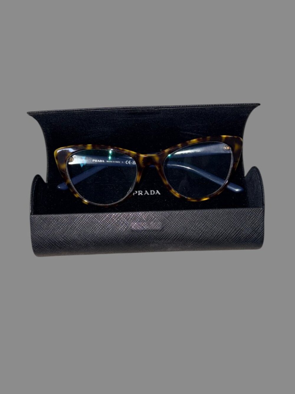 Prada VPR 05X Cat Eye Eyeglasses Tortoise Blue 53-18-140 Made in Italy Case - Picture 3 of 14